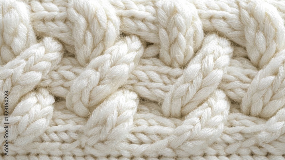 A close-up of a cream-colored knitted pattern featuring intricate braided designs, showcasing texture and craftsmanship. A close-up of a cream-colored knitted pattern featuring intricate braided designs, showcasing texture and craftsmanship.