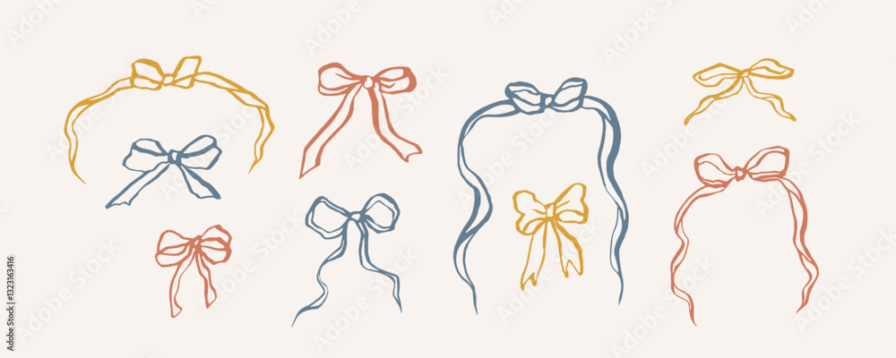 Hand drawn retro ink bows collection Hand drawn retro ink bows collection