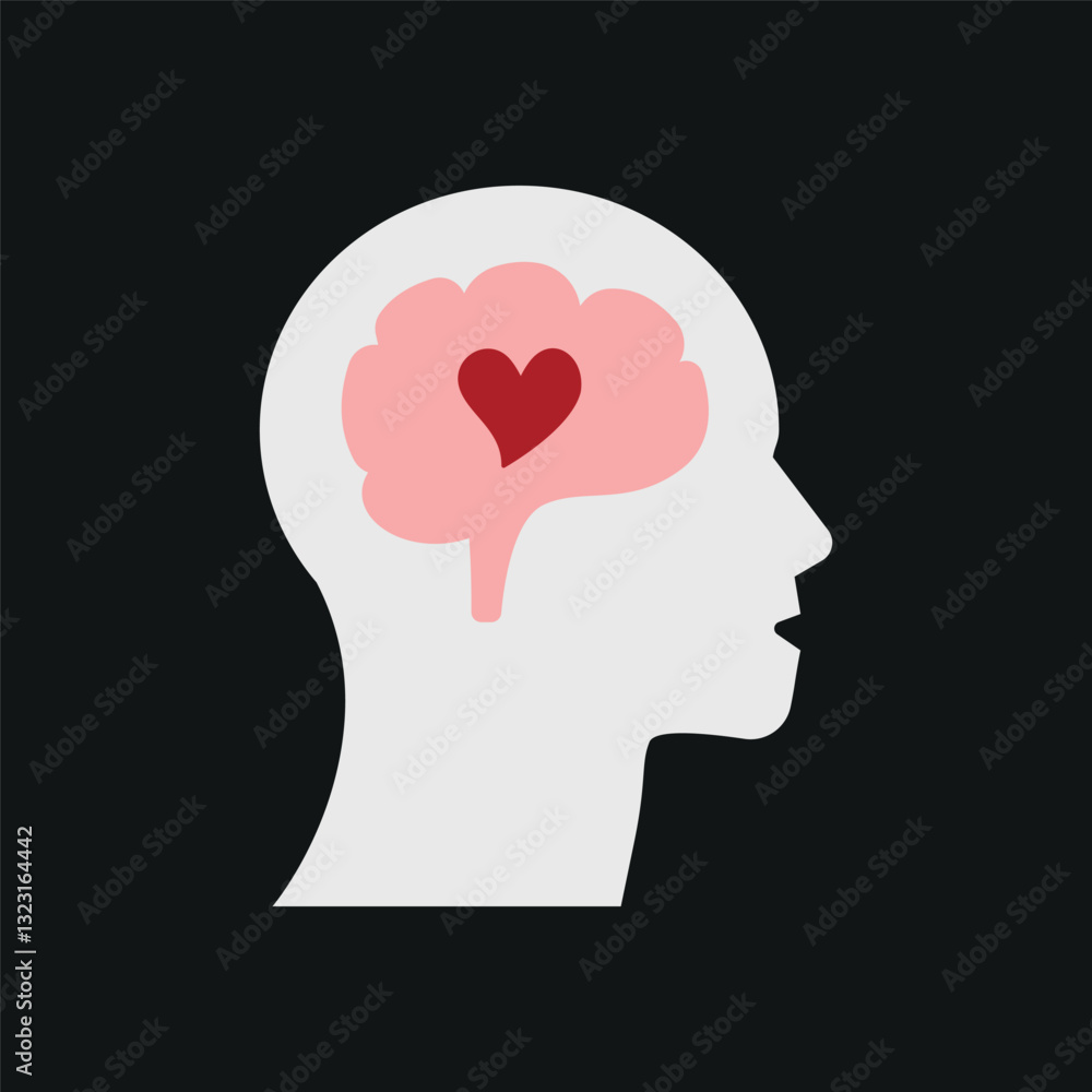 Brain with heart World Health Day icon represents the balance of mental and emotional well-being, perfect for health awareness designs, wellness campaigns, and medical illustrations. Brain with heart World Health Day icon represents the balance of mental and emotional well-being, perfect for health awareness designs, wellness campaigns, and medical illustrations.