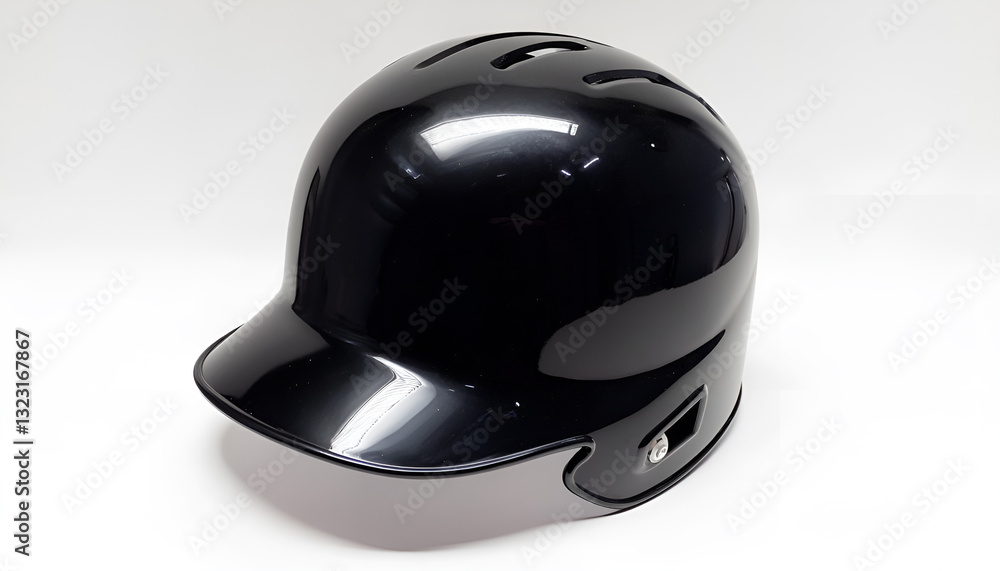 One black baseball helmet on a white background One black baseball helmet on a white background