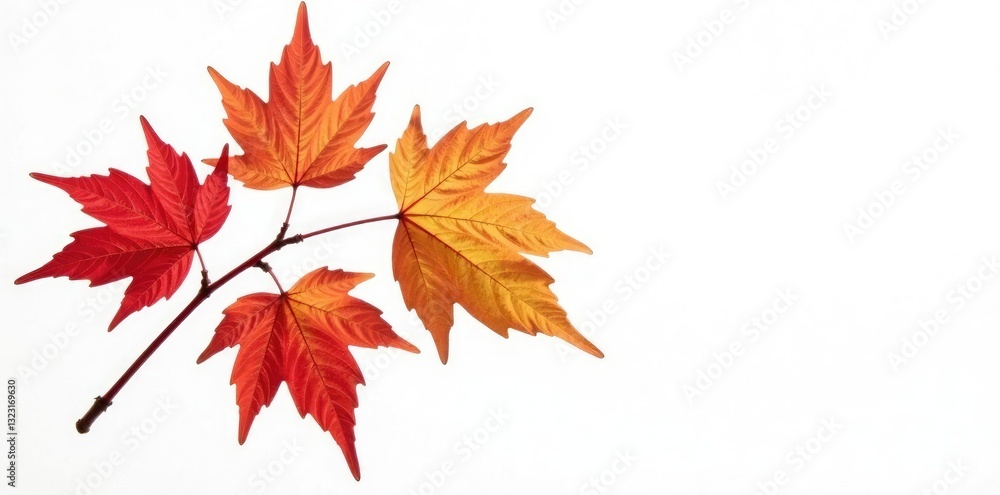 Small ornamental maple branch with leaves isolated on white, maple, branches Small ornamental maple branch with leaves isolated on white, maple, branches
