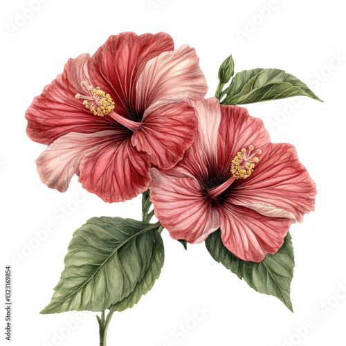 Wallpaper Mural illustration of hibiscus flowers isolated on a transparent background Torontodigital.ca