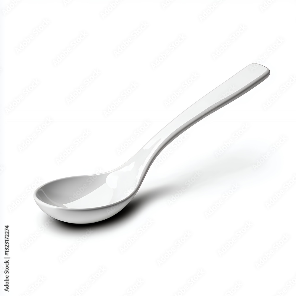 Clean White Spoon On White Background, Generative AI. Clean White Spoon On White Background, Generative AI.
