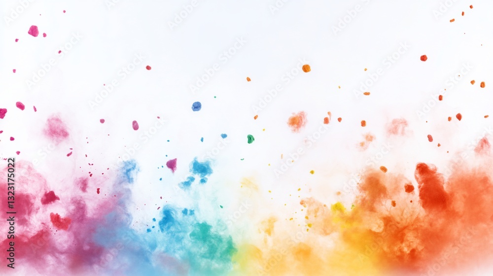 Obraz premium Colorful powder explosion, white background, festive event, design element