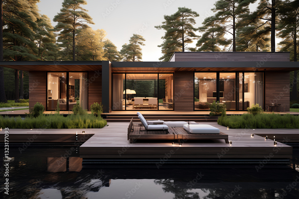 Fototapeta premium Design a Minimalist One-Story House Featuring Clean Lines