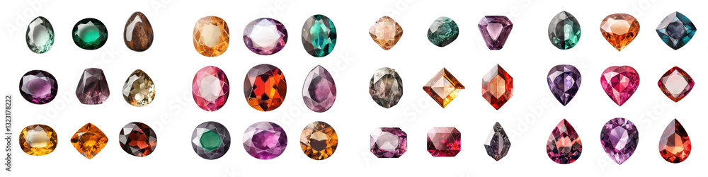 Striking collection of various colorful gemstones and precious stones with faceted surfaces including agate amethyst citrine diamond emerald garnet opal quartz ruby sapphire topaz and tourmaline Striking collection of various colorful gemstones and precious stones with faceted surfaces including agate amethyst citrine diamond emerald garnet opal quartz ruby sapphire topaz and tourmaline