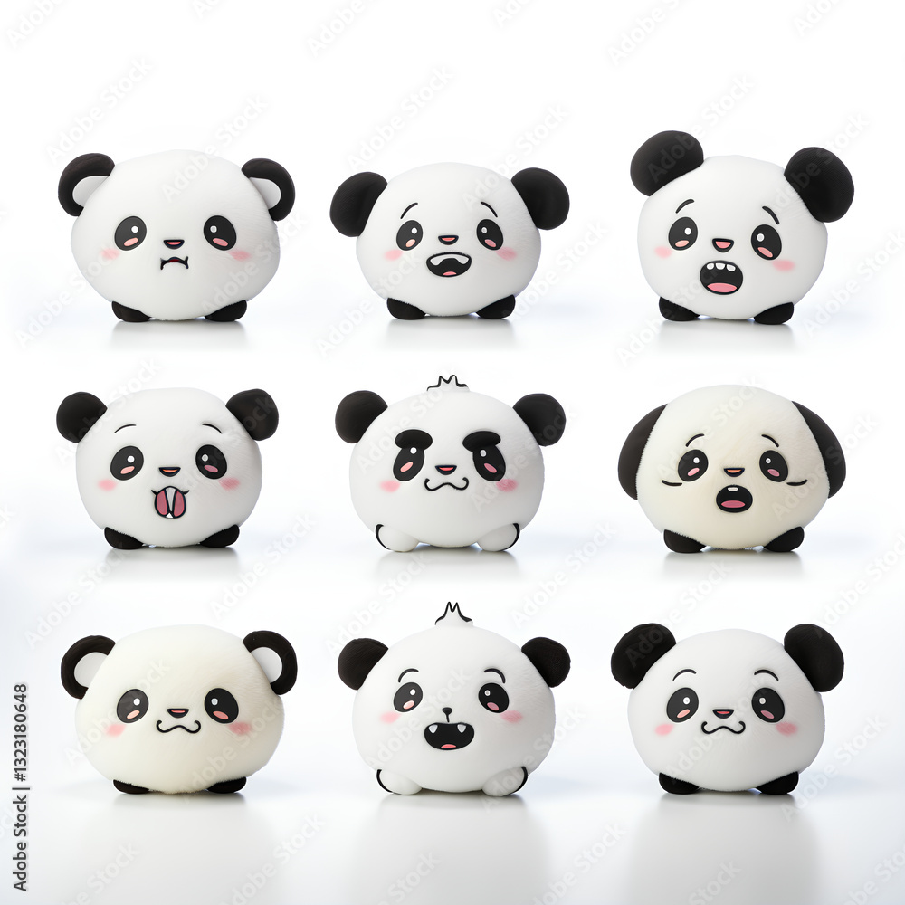 Fototapeta premium Cute Panda Anthropomorphic Design White and Black