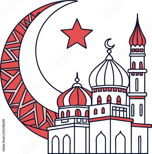Islamic Mosque with Star and Moon Art