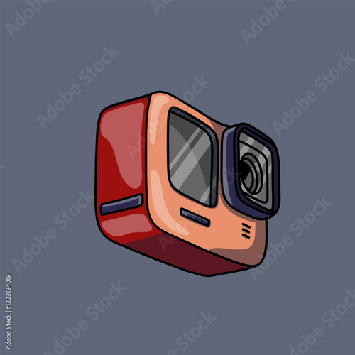 Colorful and Compact Action Camera Illustration