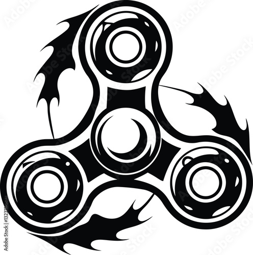 Stylish Metal fidget spinner toy line art isolated vector art, Metal fidget spinner toy silhouette vector illustration