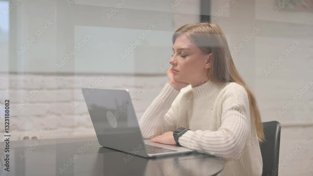 Female Employee Sleeping while Working on Laptop Female Employee Sleeping while Working on Laptop