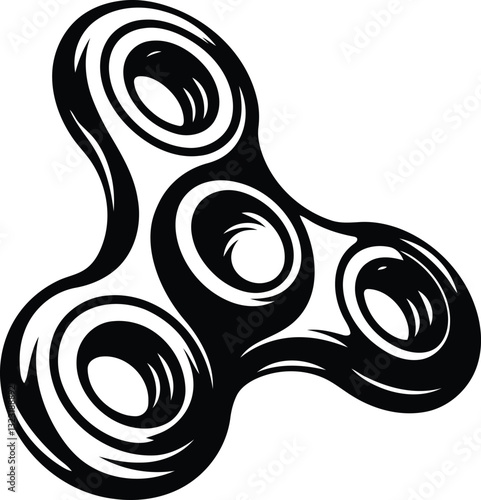 Stylish Metal fidget spinner toy line art isolated vector art, Metal fidget spinner toy silhouette vector illustration