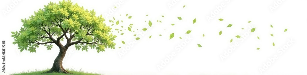 Obraz premium Tree isolated on white background with branches and leaves, branch, still life, simplicity