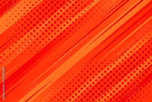 Orange Comic Book Style Background with Dots and Lines for Graphic Design Projects