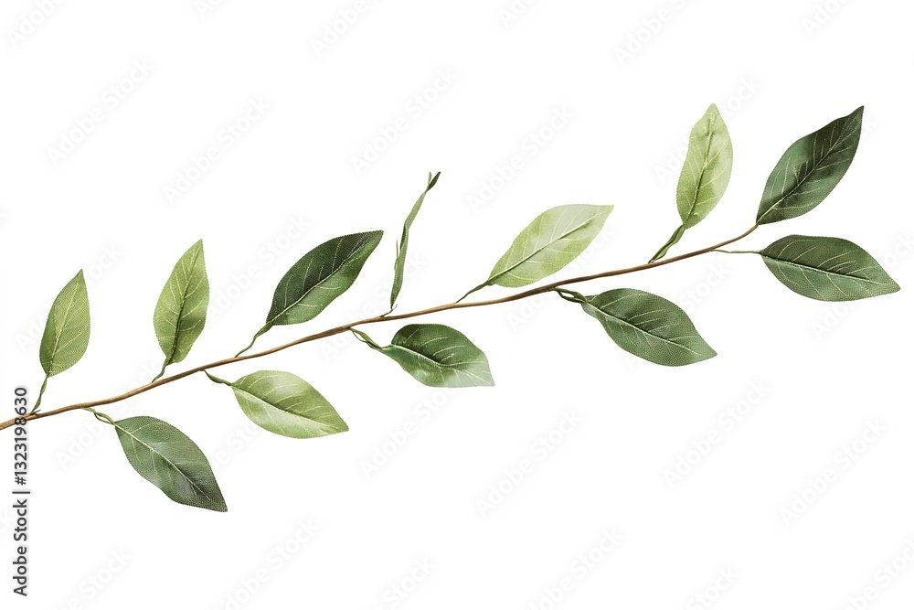 Elegant Green Leaf Branch, Botanical Illustration, Nature Design Element Elegant Green Leaf Branch, Botanical Illustration, Nature Design Element