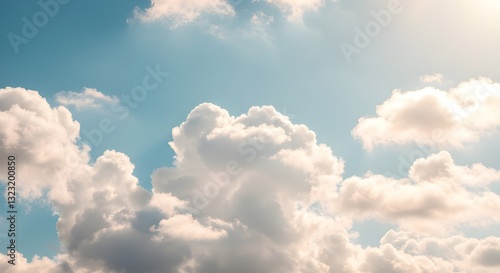 Cielo azul con nubes blancas esponjosas: fondo de naturaleza pacífica