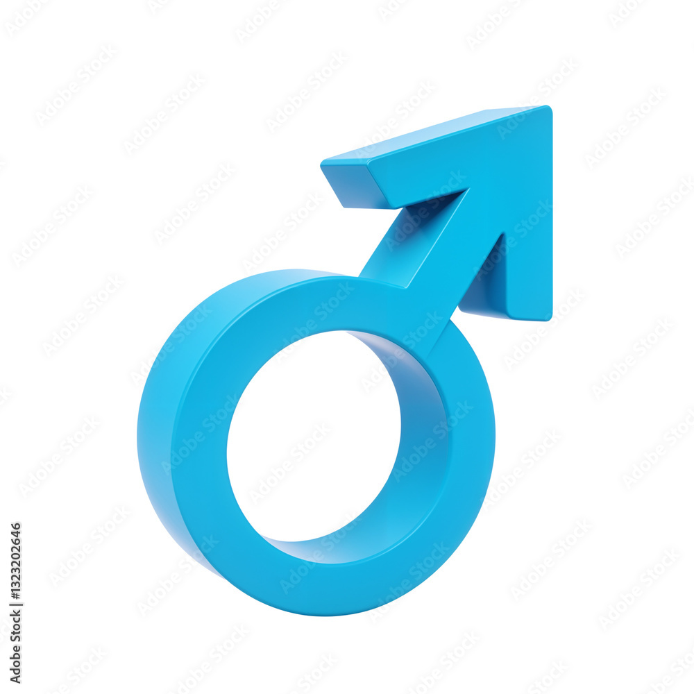 Symbol of masculinity in vibrant blue color on a plain background Symbol of masculinity in vibrant blue color on a plain background