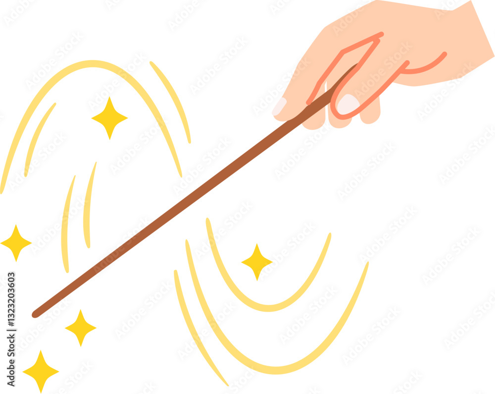 Naklejka premium 魔法の杖を振る手