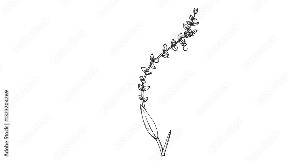 Hand drawn sketch of Albuca spiralis or corkscrew albuca in black isolated on white background. Hand drawn sketch of Albuca spiralis or corkscrew albuca in black isolated on white background.