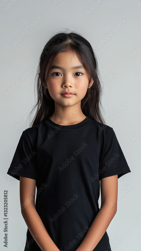 An Asian Girl Standing Confidently In Front Of A White Clean Background An Asian Girl Standing Confidently In Front Of A White Clean Background