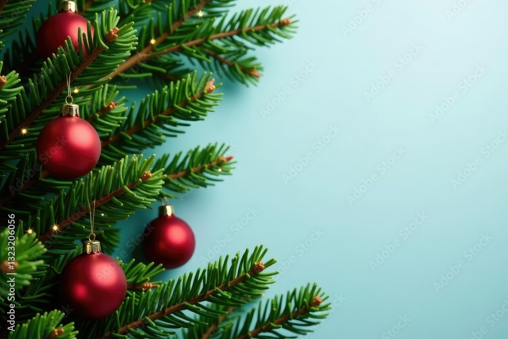 Evergreen pine branches adorned with sparkling ornaments, Greenery, Ornamented, Ornaments Evergreen pine branches adorned with sparkling ornaments, Greenery, Ornamented, Ornaments
