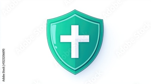 Free Download A green shield with a white cross, symbolizing protection and health care. - GFXLoad