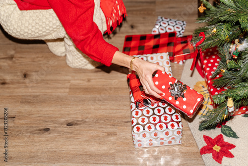 Hand Holding Christmas Gift photo