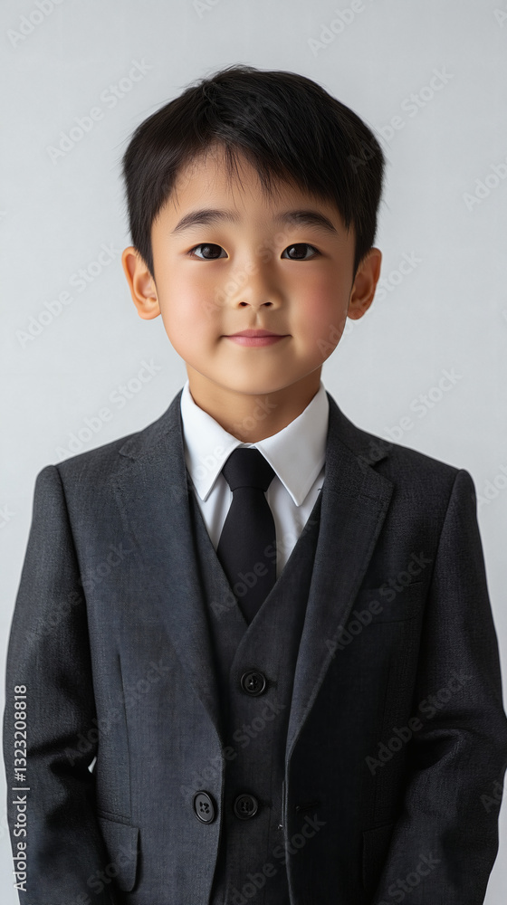 An Asian Model Boy In Formal Attire Standing And Smiling An Asian Model Boy In Formal Attire Standing And Smiling