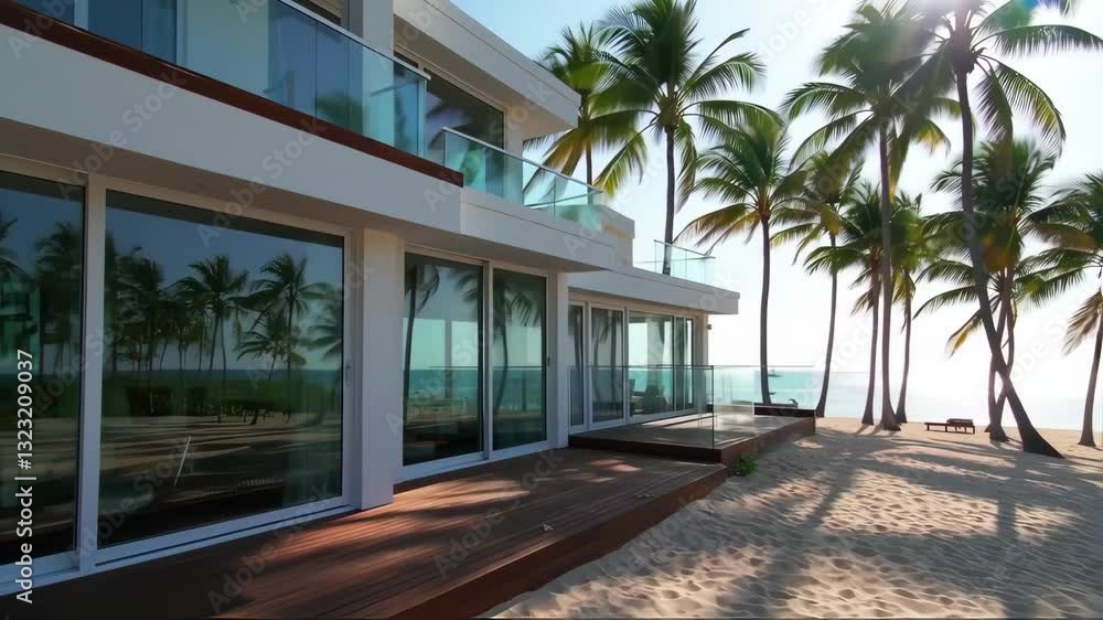 Luxury Beachfront Villa with Palm Trees and Ocean Views: A Serene Tropical Paradise Getaway Luxury Beachfront Villa with Palm Trees and Ocean Views: A Serene Tropical Paradise Getaway
