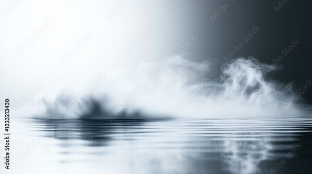 Mystical fog hovering over the water creating an enigmatic scene of natural beauty and tranquility Mystical fog hovering over the water creating an enigmatic scene of natural beauty and tranquility