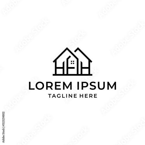 h f hfh hhh initial logo house design vector graphic idea creative