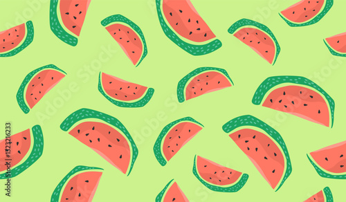 Cute watermelon fruits pattern background vector design