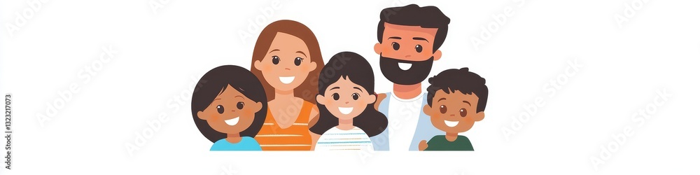 Multicultural group of mothers and fathers with kids. Flat illustration Multicultural group of mothers and fathers with kids. Flat illustration