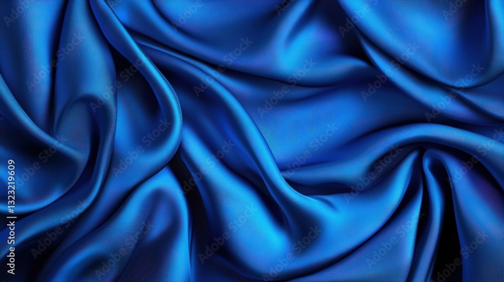 Obraz premium Elegant blue satin fabric draping gracefully