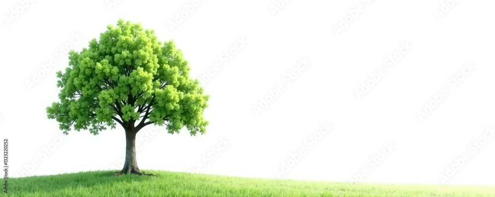 Obraz premium Simple isolated tree against white background, solo, greenery, tree