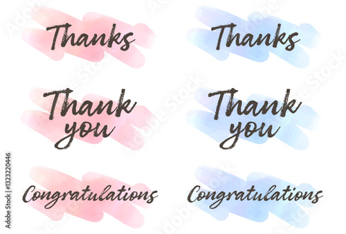感謝を伝える水彩文字イラストのセット