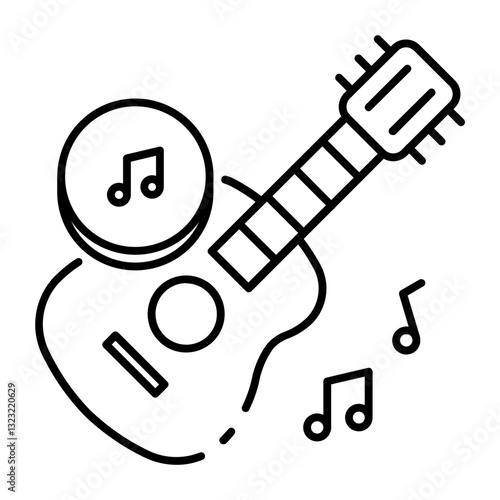 This Guitar icon is suitable for Audio, Music, etc
