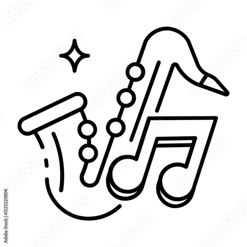 This Saxophone icon is suitable for Audio, Music, etc
