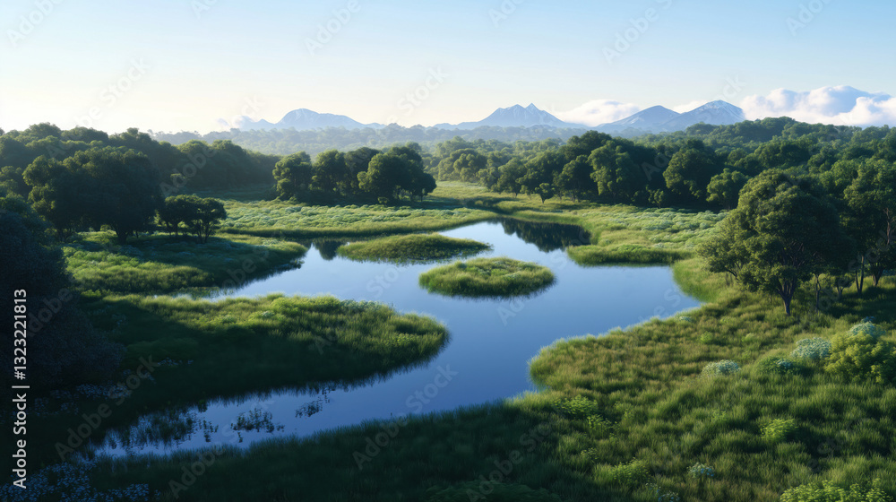 A serene landscape featuring protected wildlife habitats, lush greenery, and endangered animals thriving in a preserved natural environment. A serene landscape featuring protected wildlife habitats, lush greenery, and endangered animals thriving in a preserved natural environment.
