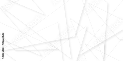 Abstract background with liens and triangles shape on white background. White and grey geometric overlapping rectangle pattern Geometric background soft shadows as patten ..White polygon textured .