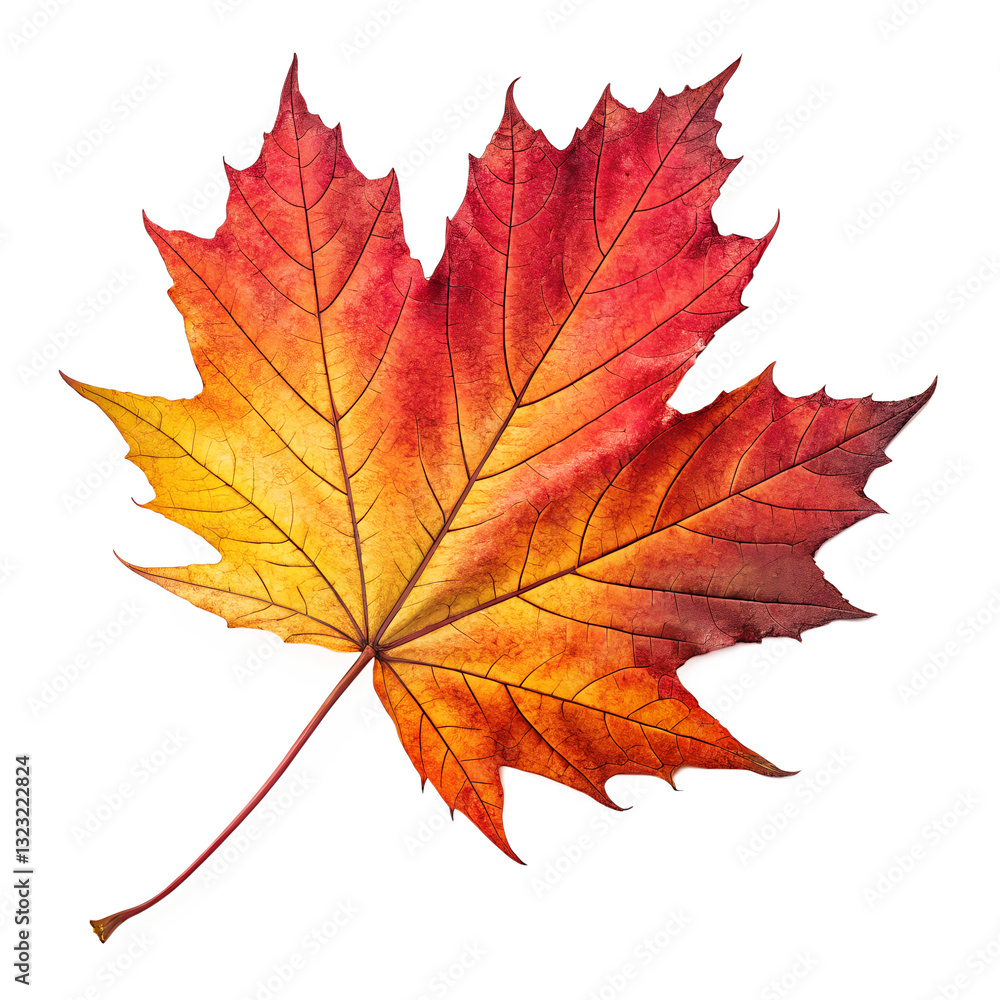 Fototapeta premium vibrant autumn leaf red orange yellow isolated on white background png