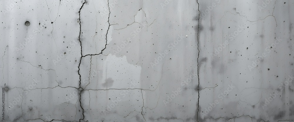 Obraz premium Detailed close-up of an aged concrete wall featuring multiple cracks