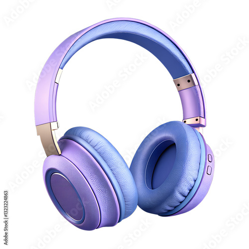 3D Purple and Blue Headphones Icon Design for Modern Audio Graphics