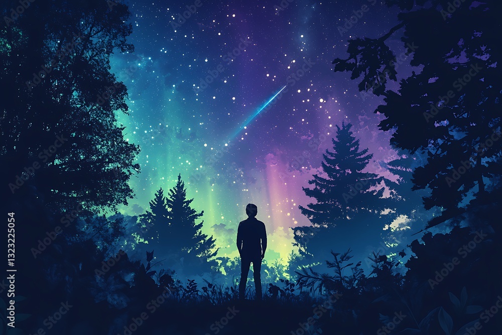 Fototapeta premium Ethereal splendor of Aurora illuminating celestial tapestry with its resplendent hues unveils profound interconnectedness of our humble planet amidst vast cosmic stage