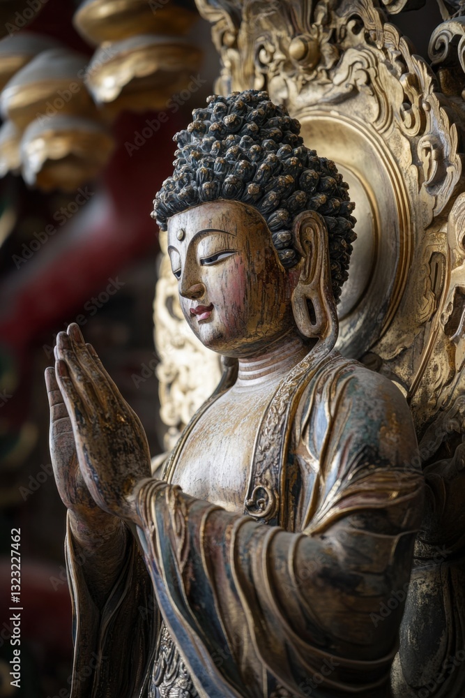 custom made wallpaper toronto digitalHarmonious Universe capturing the serenity of a beautifully detailed Buddha statue in worship