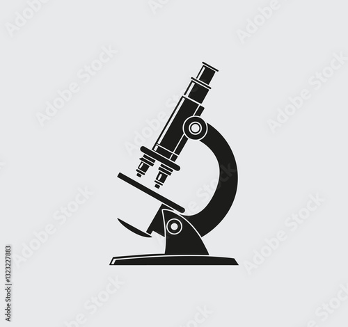 Vintage Microscope Logo - Scientific Research Symbol in Vector Format
