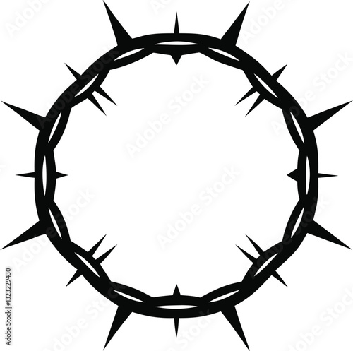 Barbed wire frame vector illustration with floral and decorative elements