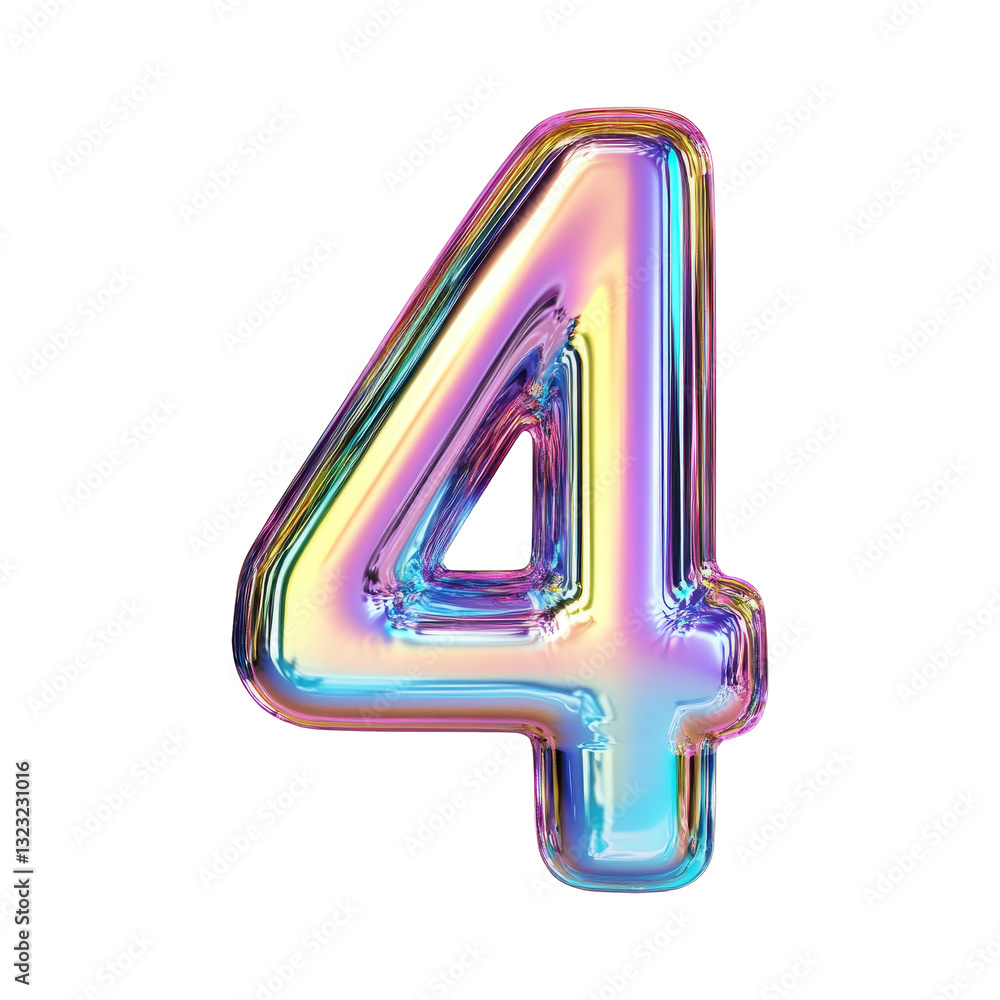 3D iridescent Number 4 isolated on transparent background with clipping path cut-out
3D iridescent Number 4 isolated on transparent background with clipping path cut-out