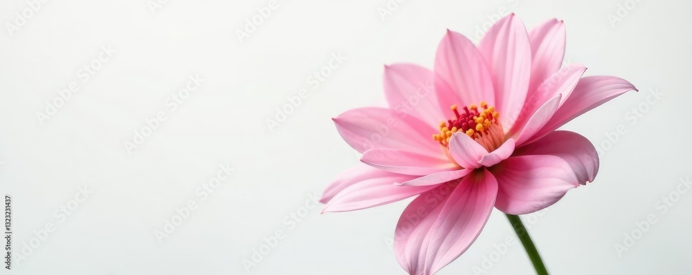 Fototapeta premium Delicate flower with intricate petals on a white background, flora, garden, bloom