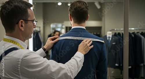 AI generated A tailor measuring a customer's body size